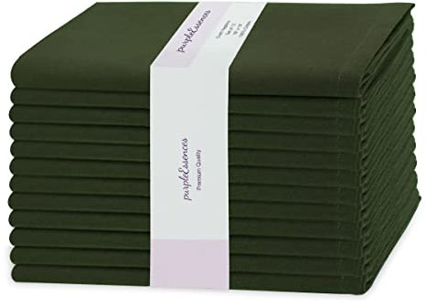PurpleEssences Cloth Dinner Napkins 18x18 in Set of 12 - Olive Green