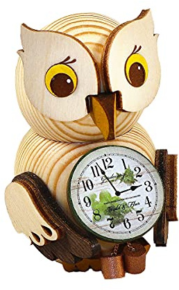 Kuhnert - Dekoration/Holzfigur - Mini Eule mit Uhr - ca. 7cm - Made in Germany