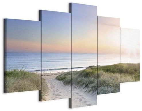 B&D XXL - Akustikbild Akustikbild Strand Natur, Schallschutz, Wohnzimmer | Verbessert Raumakustik, reduziert Hall, ideal fürs Büro oder Wohnzimmer, hochwertige Verarbeitung, schnelle Montage, stilvoll