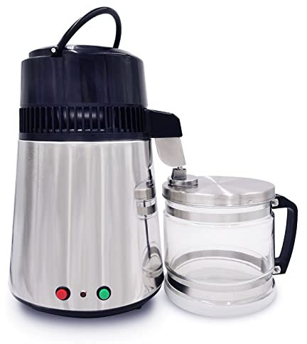 KELUNIS 304 Acero Inoxidable Destilador De Agua con Jarra De Vidrio, Destilación De La Máquina De Agua Pura para Encimera De Casa, Purificador De Agua para Hacer Agua Limpia, 4L