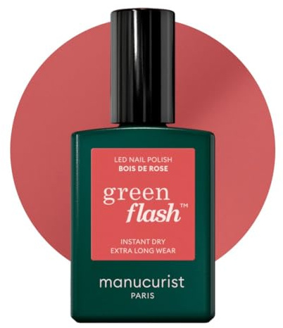 Manucurist Green Flash™ Rosa Gel Nagellack Bois de Rose - Hema Free UV Lack, 12-Free Lack, Bio-basiert - Nägel Selber Machen für UV Lampe Nägel
