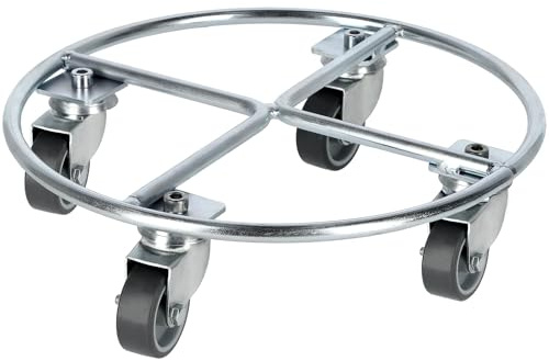 KADAX Pflanzenroller aus Stahl, Blumenuntersatz mit Rollen, Transportroller, Rollbrett, runder Blumenbehälter, Pflanzenständer, Kübelroller, Blumenroller (⌀ 30 cm, Silber)