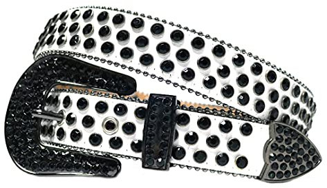 Western-Nietengürtel Cinturones Para Mujer Cowgirl Cowboy Bling Luxus Gurt Gürtel Strass Gürtel für Damen Herren Jeans Schwarz Weiß 106,7 cm