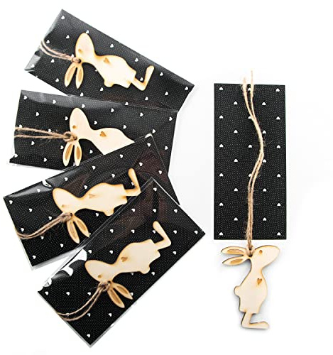 Logbuch-Verlag 5 kleine Ostern Geschenke Hasen Anhänger aus Holz als Osteranhänger 8,5 cm für Freunde Schüler Kundengeschenk
