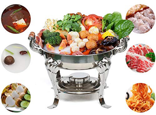KinHall Edelstahl-Chafing-Dish-Buffet-Set, mit Deckel und rundem Speisenwärmer, Warmhaltebehälter Chafing Dish Speisenwärmer Speisenwärmer für Partys Buffet, für Partys, Abendessen und Catering