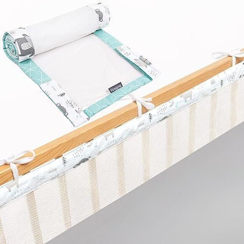 Bettumrandung Babybett, Kinderbett Umrandung 360x30 cm Bettumrandung, Nestchen Babybett Umrandung, gitterbett Schutz Animals Mint