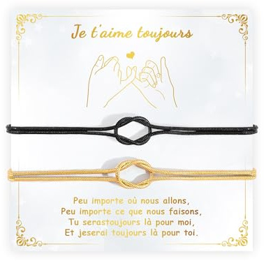 BOCHOI 2 Pcs Bracelet Couple Cadeau Mariage Noces Romantique Idee Couple Saint Valentin Cadeaux pour Elle & Lui Anniversaire Cadeau pour Petit Ami Hommes Petite Amie Mari Femme Noël Fiançaille Cadeaux