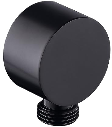 Chrom Schlauchanschluss,Messing Universal Wandanschlussbogen 1/2 Zoll,Brauseanschlussbogen Brausen und Duschsysteme Sandanschluss Wandanschluss Dusche für Handbrause (Runde, Schwarz)