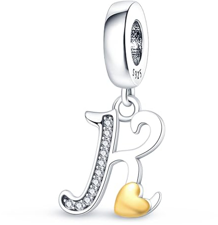 A-Z Alphabet Charms Anhänger silber 925,Bead Charms für Damen, Kompatibel mit europäischen Armbändern und Halskette