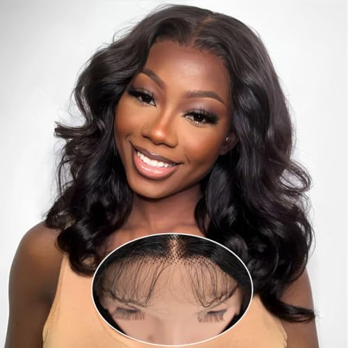 Peluca con encaje, cabello humano, cuerpo suelto, 33 x 15 x 1 cm, encaje real, pelucas para mujer, 40 cm, 150% densidad, curva corporal brasileña sin pegamento, pelo real con pelo de bebé