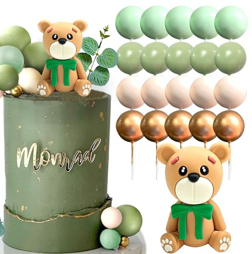 LaVenty Sage Green Dusche Kuchen Dekoration Teddybär Kuchen Topper Geschlecht Enthüllen Kuchen Dekoration Bär Dusche Party Supplies Teddybär Dekoration