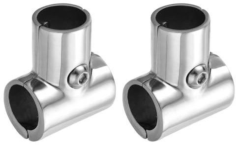sourcing map 2 Pcs Boat Handrail Fitting, 3-Way Pipe Connector Tee Split 316 Stainless Steel Tube Connecting for 1inch O.D.Tube Shelves, Display Racks