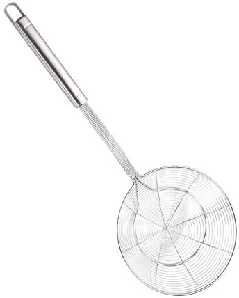 MINGZHE Espumadera de Alambre de Acero Inoxidable Fideos Engrosados ​​y Reforzados Filtro de Pasta Cuchara Juego de Colador de Malla Espumadera de Cocina de Metal de Acero Inoxidable para Cocina Caser