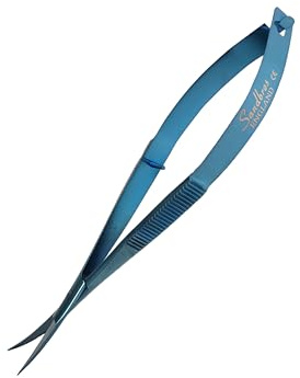 Sandbros Cuticle Scissors Extra Fine Nail Scissors Cuticle Trimmer Fine Pointed Tip for Dry, Dead Skin,Skin Care,Eyebrow, Eyelash, Trim Nail and Dry Skin (Blue Curved)