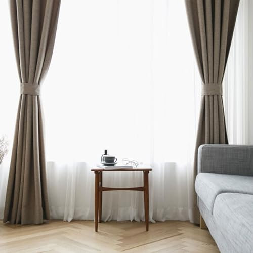 Beydodo Vorhänge Schlafzimmer Blickdicht 2er Set, Gardinen mit Ösen Wohnzimmer 107x244CM Leinenoptik Einfach Modern Verdunkelungsvorhang Kinderzimmer Braun