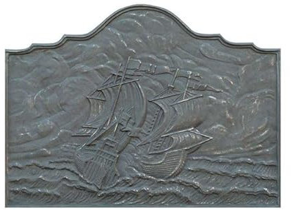 Lastra in ghisa per camino decoro Veliero CM. 100 × 74 SP. 2 cm DS