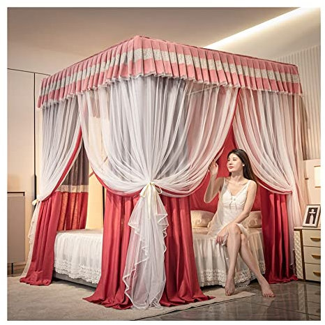 TEmkin Betthimmel Doppelbetthimmel für Schlafzimmer, Schlafzimmer Dekorativer Bettvorhang - Verdunkelung & Staubdicht, Moskitonetz für Einzel- & Doppelbett