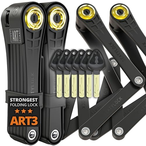 FoldyLock Elite 2x Fahrradschloss mit Schlüssel – Patentiertes Faltschloss Set mit Halterung - Testsieger Sold Secure Gold Fahrrad Zubehör - Hohe Sicherheit für City Bikes und eBike – 110 cm