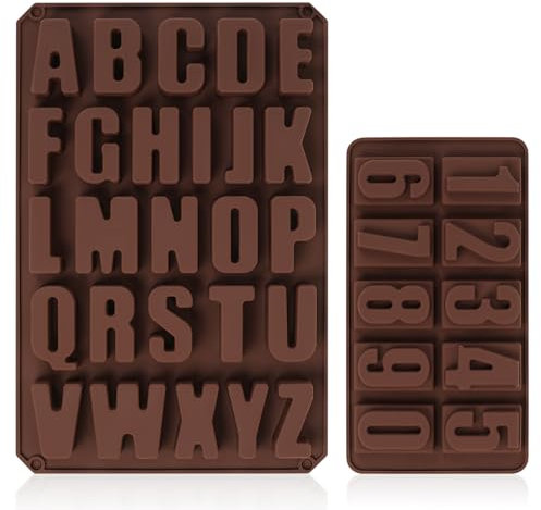 Silikonform Buchstaben & Silikonform Zahlen, Silikonformen Gießformen, Giessformen Silikon, Epoxidharz Formen, A-Z & 0-9 Alphabet Schokoladenform Silikon für DIY Basteln Seifenform