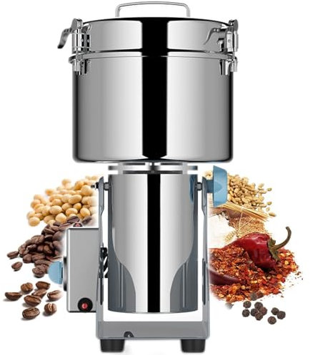 Electric Vegetable Choppers Electric Vegetable Cutter Electric Grain Mill, Commercial Spice Mill, Stainless Steel Powder, Dry Grinder, 2000 g