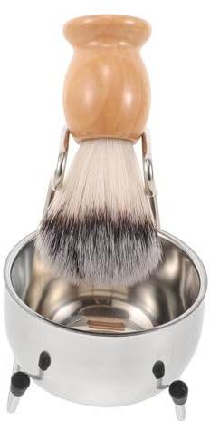 Healeved Juego De Brochas De Afeitar Para Hombre Con Cuenco De Afeitar De Acero Inoxidable Y Brocha De Cerdas Suaves Mango Ergonómico Para Cuidado De Barba Y Afeitado Diario