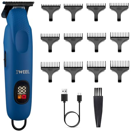 IWEEL Professionell Skäggtrimmer för män - Elektriska hårklippare, Zero Gap T-Blade Edgers, Trådlös Uppladdningsbar Mustaschtrimmer Skötselkit för kroppen