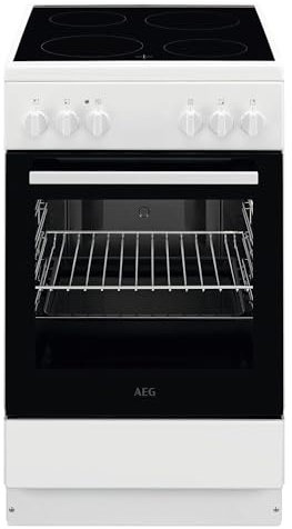 AEG Standherd mit Glaskeramik-Kochfeld, 50cm, A, Schnellaufheizen, Grillfunktion, Weiß, CCB50090BW