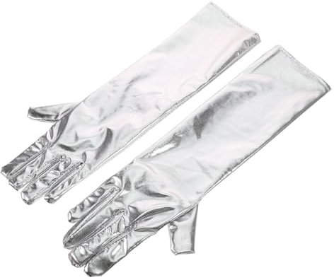 WRITWAA Lange Metallic Handschuhe Damen Glänzend Elastisch Enganliegend Für Kostümabendparty Bühnenaufführung