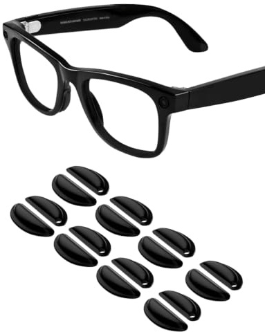 BandSmith Compatibili con Ray-Ban Meta Wayfarer, 8 paia di naselli in morbido silicone, naselli di ricambio antiscivolo, Nero