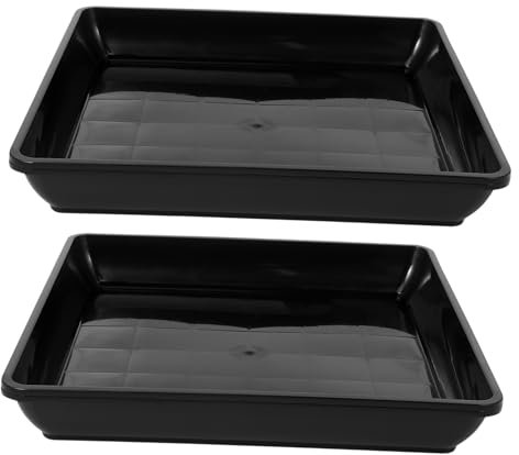 Lot de 2 soucoupes carrées en Plastique for Pots de Fleurs, Noires, 400 mm(35.00X35.00X4.80CM)
