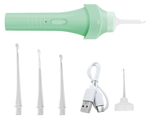 Kit per la pulizia delle orecchie, kit elettrico per la pulizia delle orecchie, con LED, dispositivo portatile intelligente riutilizzabile sicuro per casa, bambini, viaggi, igiene sanitaria, famiglia