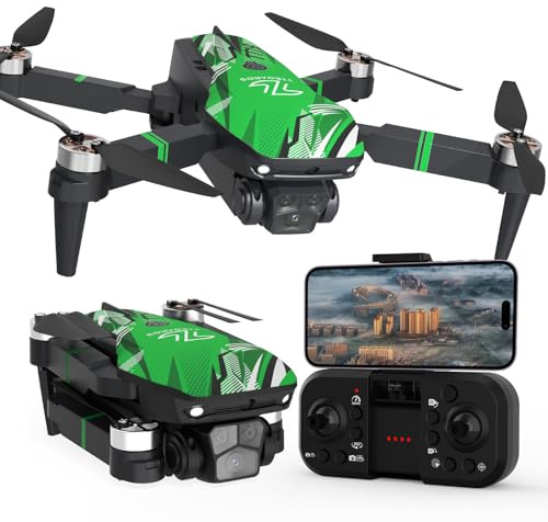 TTROARDS Droni con Motore Brushless, Drone con Fotocamera 1080P, Funzione di Prevenzione Degli Ostacoli, Resistenza al Vento di Livello 3, Quadricottero Pieghevole per Principianti, Verde