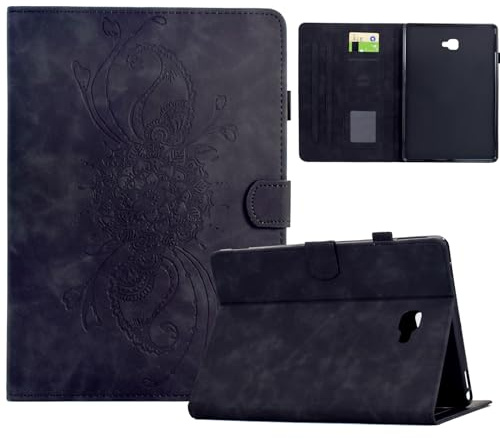 Hülle für Samsung Galaxy Tab A6 10.1 Zoll SM-T580 / T585 2016 mit Pencil Halter, Smart Cover aus PU-Leder mit Standfunktion, Magnetverschluss (Schwarz)