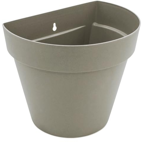 Spetebo Kunststoff Wand Blumentopf für Außen 28 x 20 cm - Sand - halbrund | frostbeständig, Outdoor Deko, Wandampel Hängetopf, Wandvase Pflanztopf, zur Wandmontage
