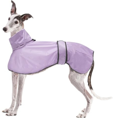 Geyecete Windhund Leicht Hundejacke Regenjacke, Hunderegenmantel Wasserdicht Verstellbar Windhundejacke Whippets Reflektierend Mantel Poncho fur Greyhounds, Lurcher und Whippets-Lila-XXXL