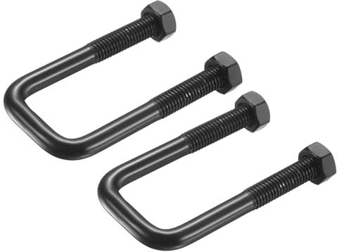 sourcing map 2 Sets M8 Square U-Bolts, 25mm (0.98) Inner Width 75mm (2.95) Length 304 Stainless Steel U-Clamp Bolt Electroplated with Nuts for Automobile, Trailer, Boat Trail, Black