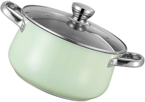 CHICAMPERA Olla de Sopa Inoxidable Doble Asas para Cocción de Guisos de Limpiar Compatible con Cocina de Inducción y Gas