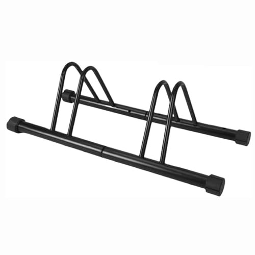 Thrink Freestanding Bike Rack for 2 Bicycles | Metal Pipe Floor Stand with Rubber Feet | Space-Saving Indoor & Outdoor Bicycle Organizer for Garage, Shed, Patio or Basement