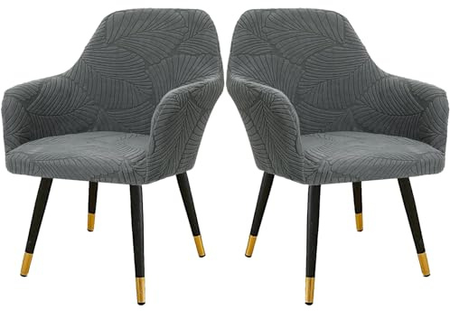 Stretch Stuhlhussen 2er Set - Universal Sesselbezug Stuhlbezug mit Armlehnen, Stuhlbezug Hochlehner Abnehmbare Waschbar Stuhl Bezug Stuhlbezüge, Stuhlhussen Bezüge Universal für Esszimmer Bürostuhl