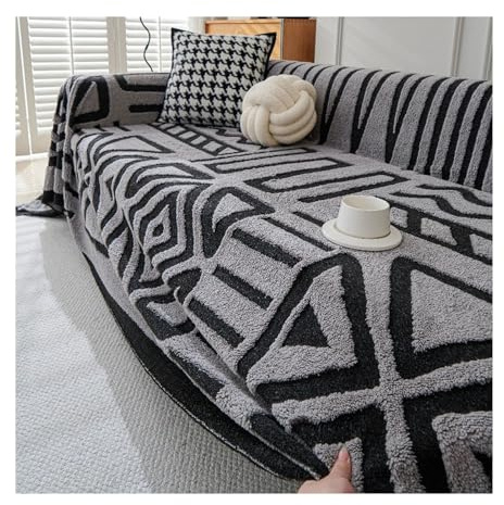 GGCYGG Sofa Überwurfdecke im Bohemian-Stil,Sofabezug,Light Gray,180x180cm | Alle Jahreszeiten Geeignet,Weich und Bequem,Maschinenwaschbar, für 1 2 3 4 Sitzer Sofaüberwurf, für Familie Haustiere