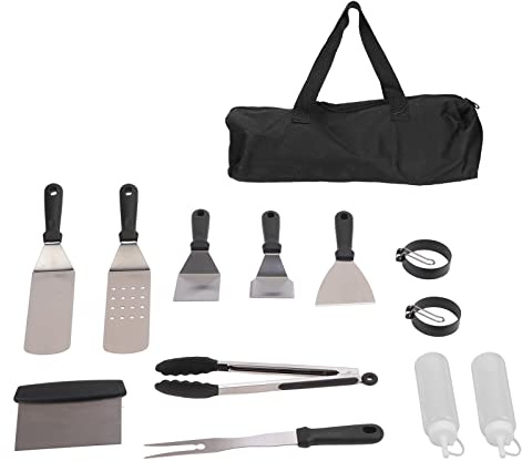 Grillbesteck Set Aus 12 Teilig Edelstahl, Hitzebeständig, Mit Aufbewahrungstasche Für Camping - Vielseitig Einsetzbar, Langlebig Und Praktisch, Für Grillen Und Outdoor Aktivitäten