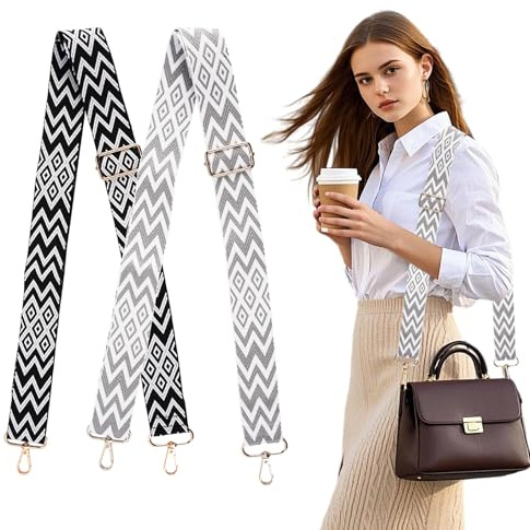 2 Stück Taschengurte zum Wechseln, Verstellbar Schultergurt für Taschen, Schulterriemen mit Karabiner, Längenverstellbarer 75-145cm Schulterriemen für Schultertasche, Tragetaschen und Handtaschen