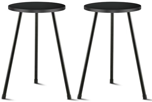 KINNARY Schwarzer hoher Pflanzenständer für den Innenbereich, Mitte des Jahrhunderts, Holz-Pflanztisch für Blumentöpfe, Metall-Pflanzenhalter, moderne Heimdekoration, kleiner runder Beistelltisch (30