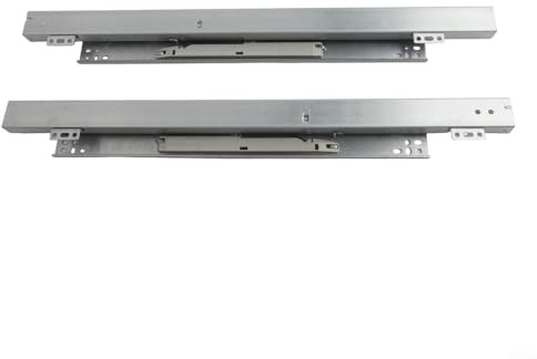 Yuanpgky Glissières de tiroir au sol | Glissières de tiroir à fermeture douce | Glissières en acier à extension complète en 3 étapes compatibles avec armoires | Capacité de 40 kg, argenté (500 mm)