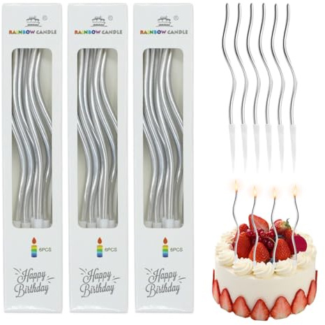 YUVKIN 3 scatole di candeline di Compleanno, Sottili con Supporti, Design a Spirale, Adatte per Cupcake e Torte, Eleganza Scintillante, Ideali per Decorazioni di Matrimoni e Feste