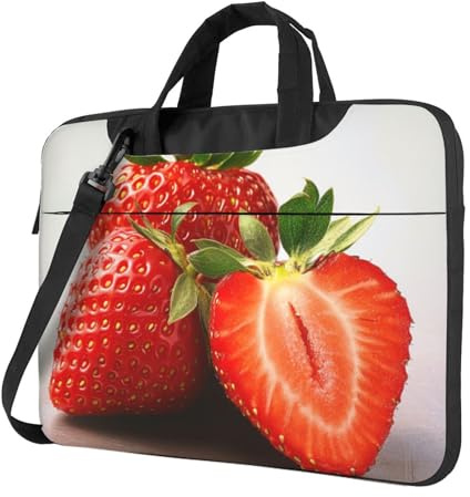 AQRJLPO Sac d'ordinateur portable imprimé fraise fraîche pour homme et femme, housse antichoc pour ordinateur portable, voyage, bureau, école, Noir , 14 inch