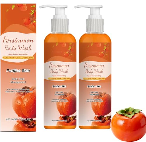 Kaki Gel Douche Contrôle des Odeurs Corporelles Savon de Kaki Contre l'odeur des Personnes âgées - Aisselles, Intérieur des Cuisses intimes, Zone Bikini pour Femmes et Hommes (2pcs)
