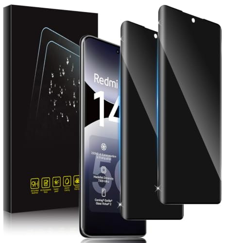 Holilo para Xiaomi Redmi Note 14 Pro 5G /Poco X7 5G Protector de Pantalla Privacidad Anti Espía Cristal Templado - 2 Piezas, 9H Dureza Privacy Vidrio Película HD Vidrio Templado Anti-Arañazos