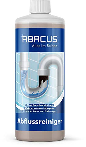 ABACUS® Detergente per scarichi e tubi, senza tubi, senza scarichi, rimuove peli e depositi in tubi e scarichi, 1000 ml (2155)