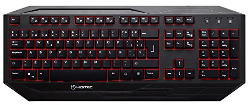 Hiditec GK200 | Teclado Gaming con Cable | Retroiluminado LED | Negro | Teclado de membrana | Estructura de aluminio | Anti-Ghosting N-Key | Ideal para PC Gaming